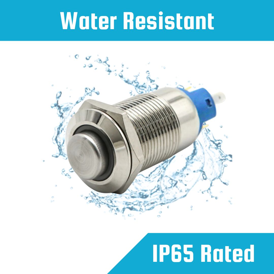 12mm Size BLUE Led Stainless Steel Latching Type Push Button Switch 5v-24v DC