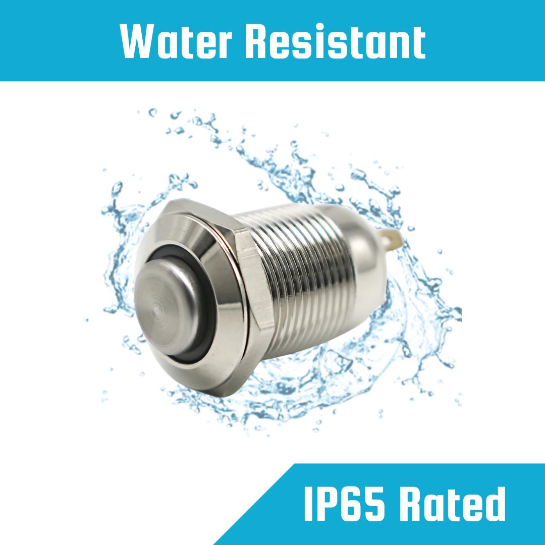 12mm Size WHITE Led Stainless Steel Momentary Type Push Button Switch 5v-24v DC