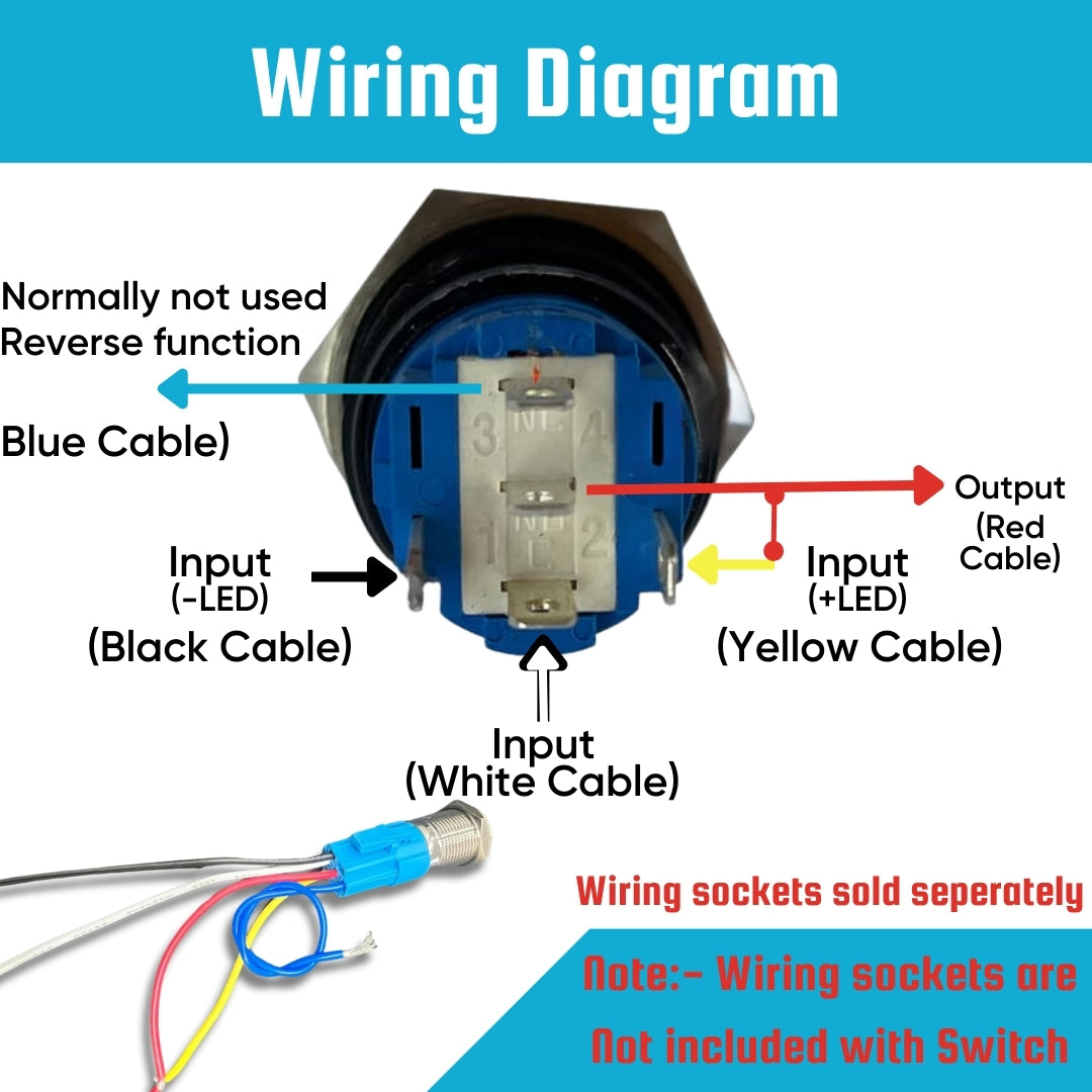 16mm Size BLUE Led Stainless Steel Latching Type Push Button Switch 5v-24v DC