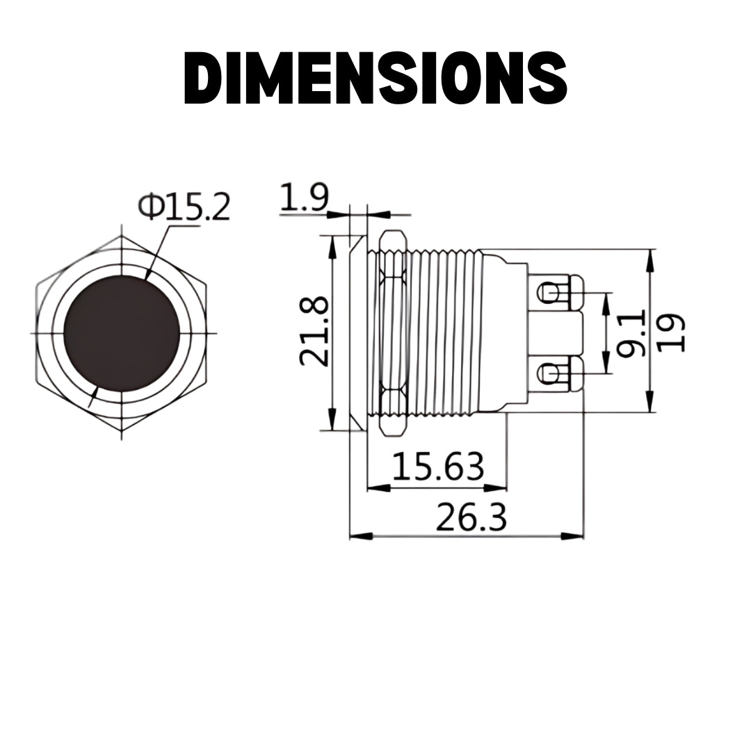 19mm GREEN Led Metal Indicator light waterproof 12v DC