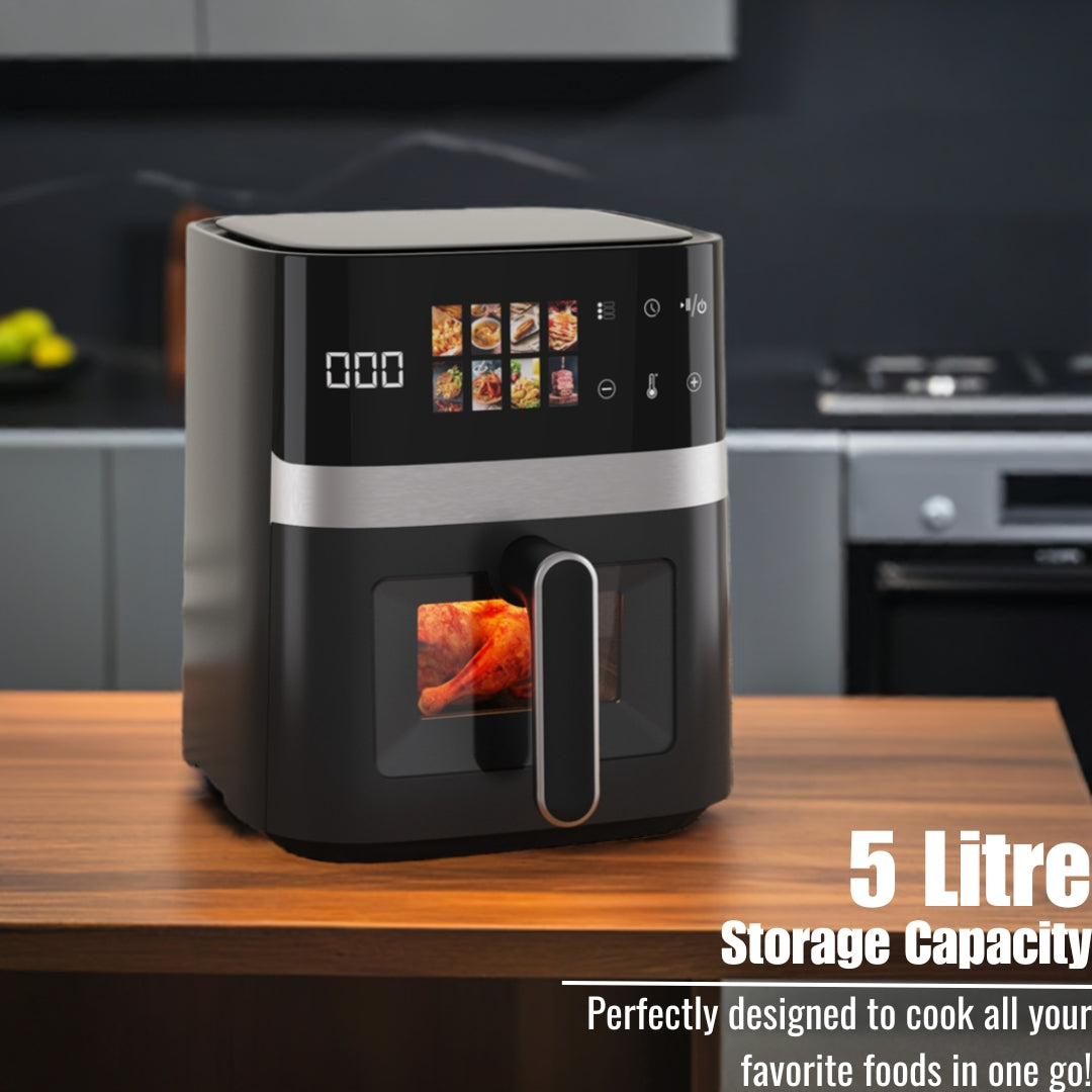 High Efficiency 5L Air Fryer with automatic functions for home and commercial