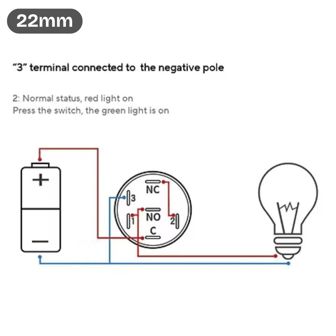 16mm, 19mm & 22mm Size 220V AC RED&GREEN Power symbol DUAL Led S.S. Latching pushbutton SPST
