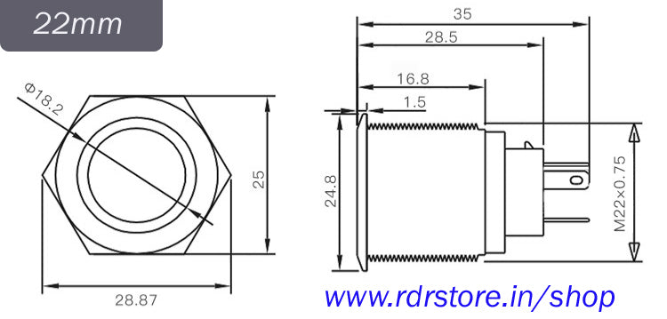 Illuminated Stainless Steel Momentary Type Pushbutton