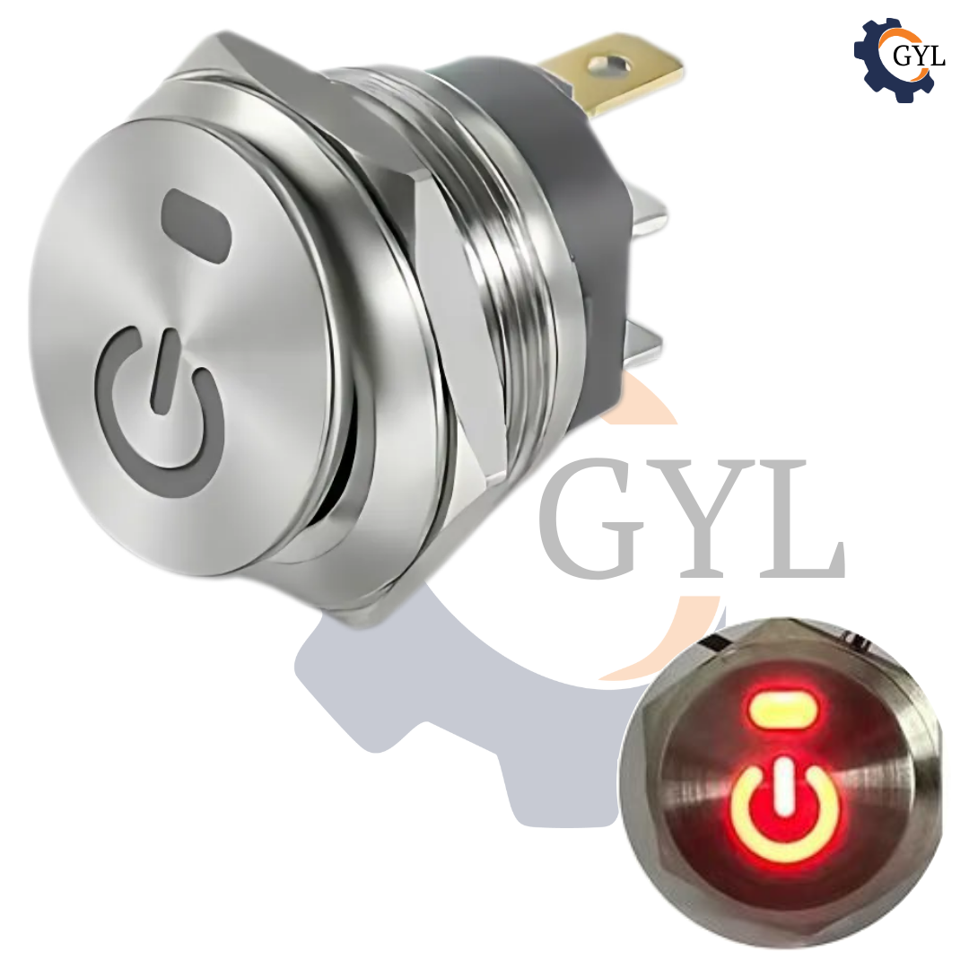22mm Stainless steel Rocker Switch DPDT RED LED