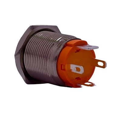 16mm Size 220v AC 16amps Metal Latching Type Red Power Symbol LED PushButton