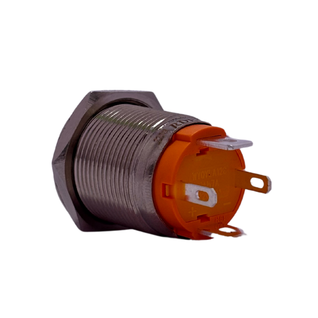 19mm Size 220v AC 16amps Metal Latching Type Red Power Symbol LED PushButton