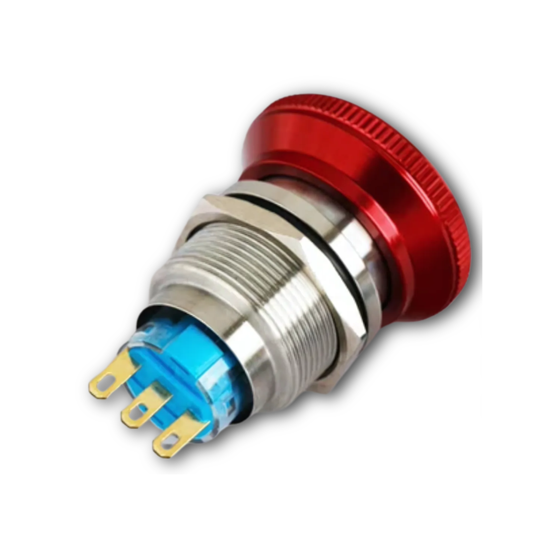 19mm Emergency STOP Latching Metal Push Button (3 Pin)
