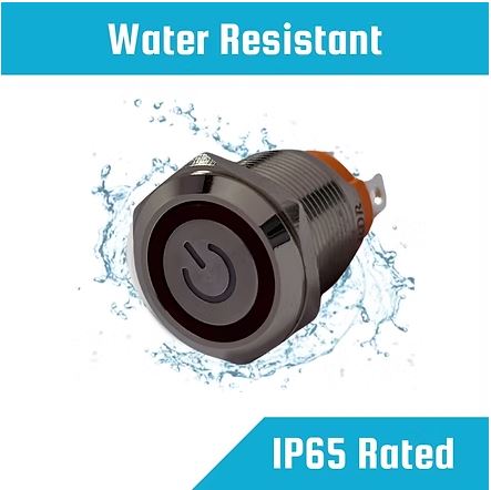 16mm Size 220v AC 16amps Metal Latching Type Red Power Symbol LED PushButton