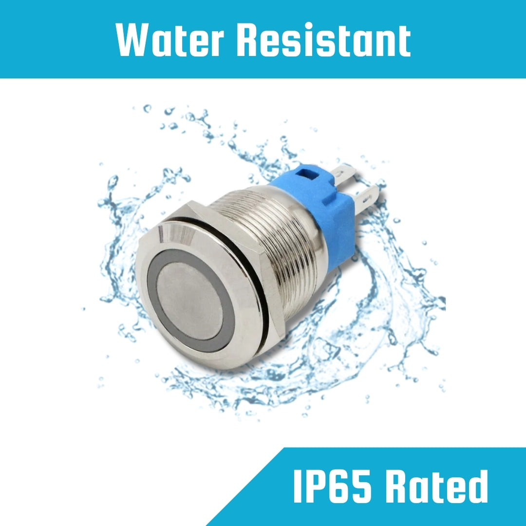 16mm Latching Stainless Steel RGB LED Pushbutton switch 12v DC (5-24v)