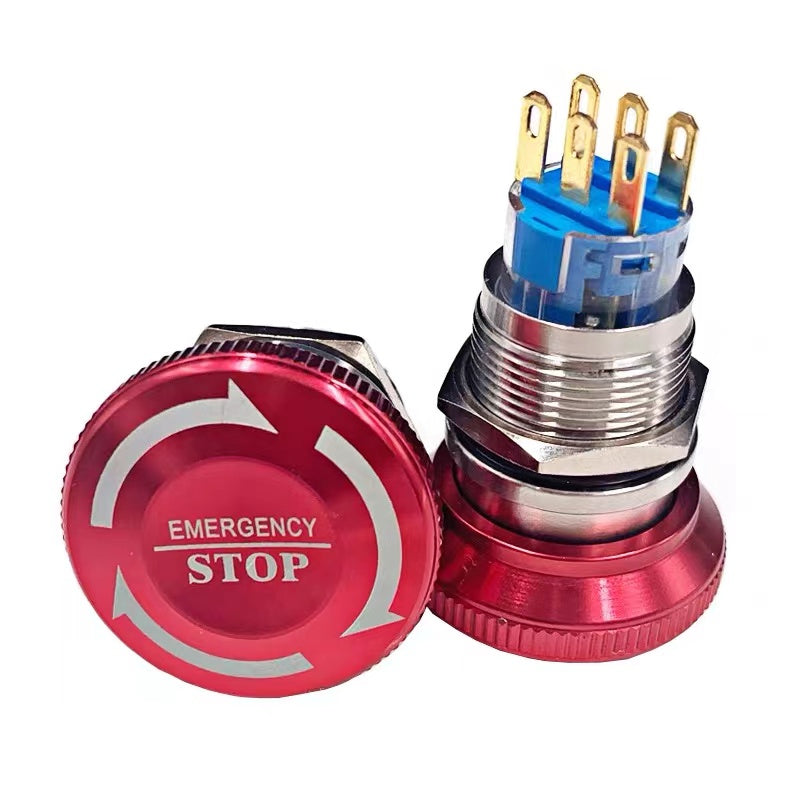 19mm Emergency STOP Latching Metal Push Button (3 Pin)