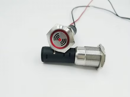 19mm Metal Stainless Steel Flash Buzzer 12V LED Light 80dB discontinuous sound.