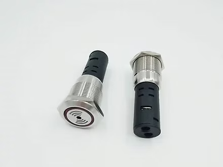 19mm Metal Stainless Steel Flash Buzzer 12V LED Light 80dB discontinuous sound.