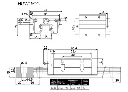 HGW15CC LM guide block High Quality linear motion bearing block