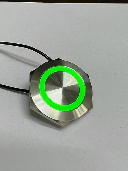 30mm Size Green Led Stainless Steel Momentary Type Push Button Switch 5V-12V DC