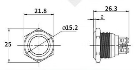 16mm Size 250v AC/12v DC Momentary Type Flat-Head Push Button Switch