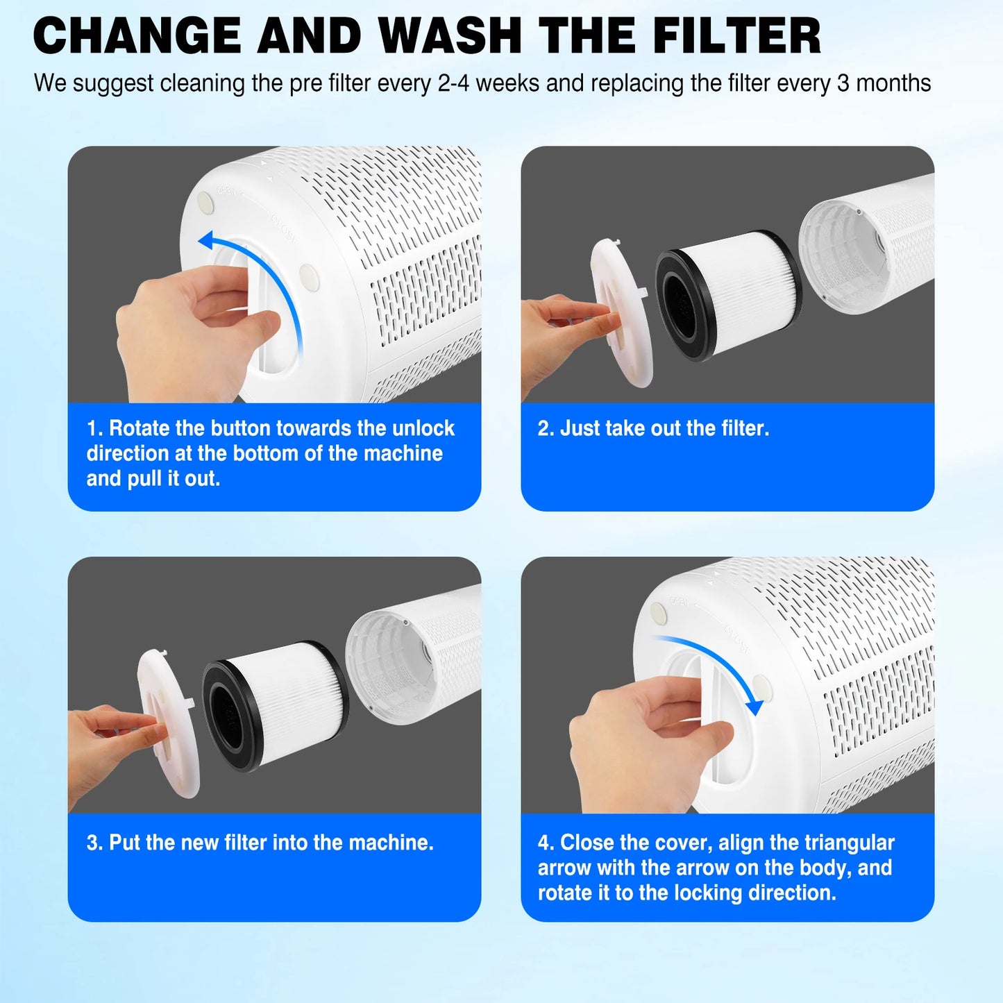 High efficiency air purifier with Hepa filter for rooms, hotels & offices