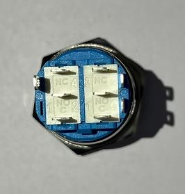 Dual LED 22MM MOMENTARY 9 PIN DPDT RED+BLUE 12V DC