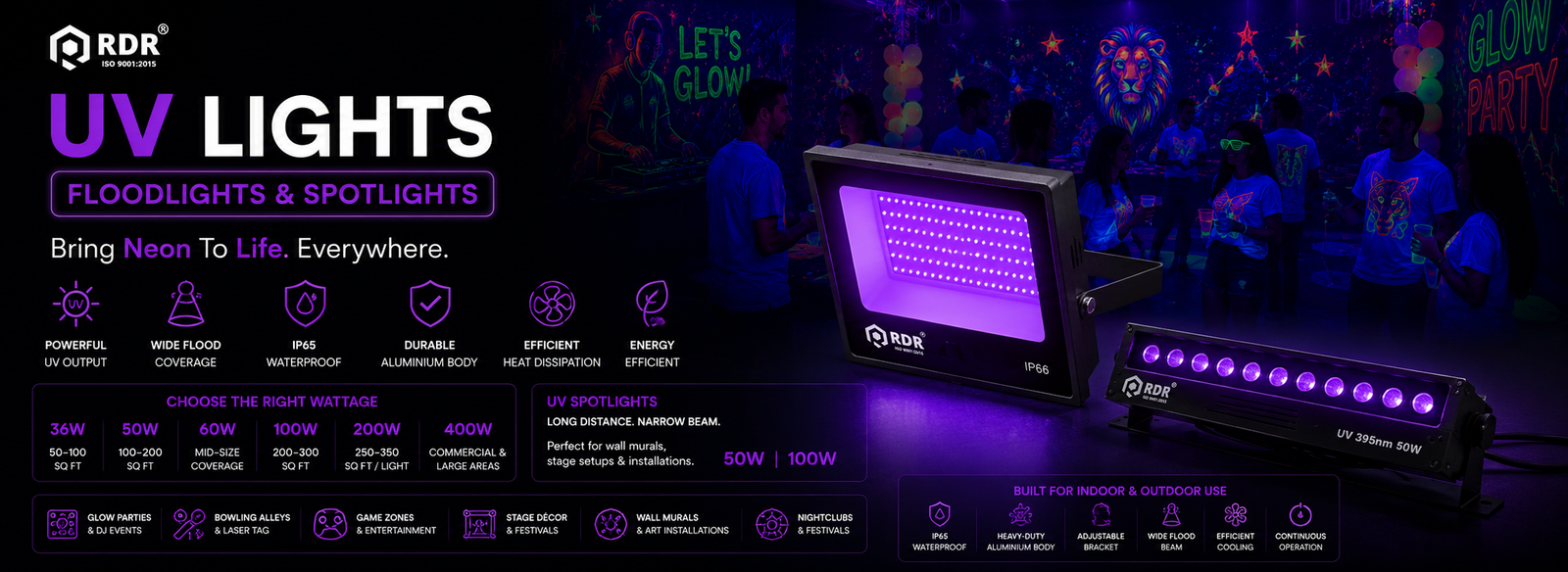GYL UV lighting for glow and fluorescent applications