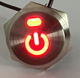 22mm Stainless steel Rocker Switch DPDT RED LED