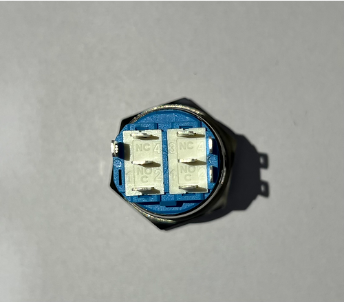 Dual LED 22MM MOMENTARY 9 PIN DPDT RED+BLUE 12V DC