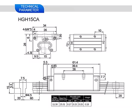 HGH15CA LM guide block High Quality linear motion bearing block