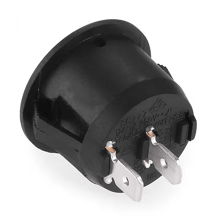 20mm Round Rocker Switches Black (2 Pin) 12v DC/220v AC