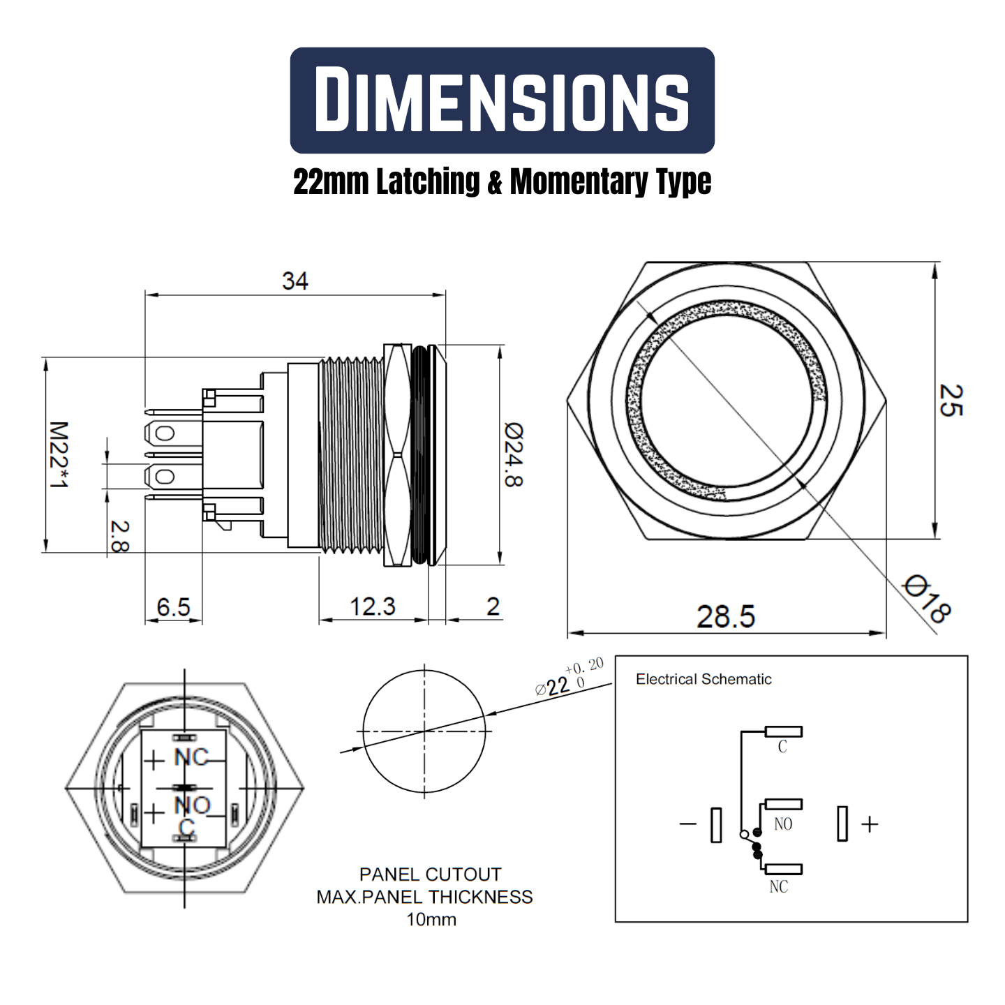 Illuminated Stainless Steel Latching Type Pushbutton