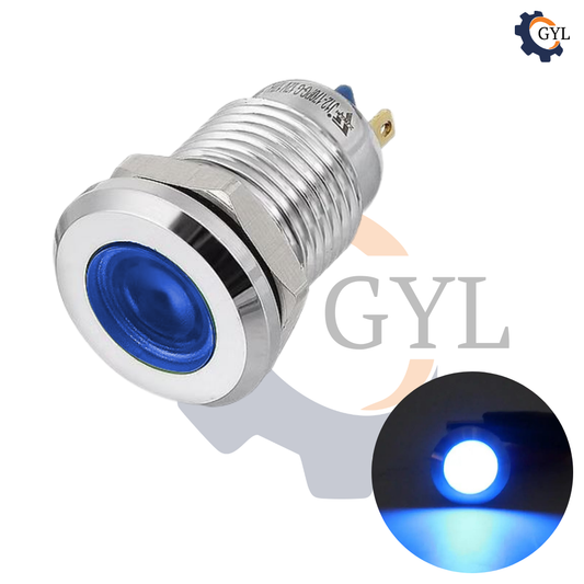 12mm BLUE Led Metal Indicator light waterproof 12v DC
