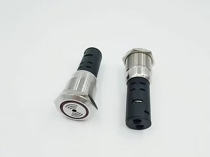 19mm Metal Stainless Steel Flash Buzzer 12V LED Light 80dB discontinuous sound.