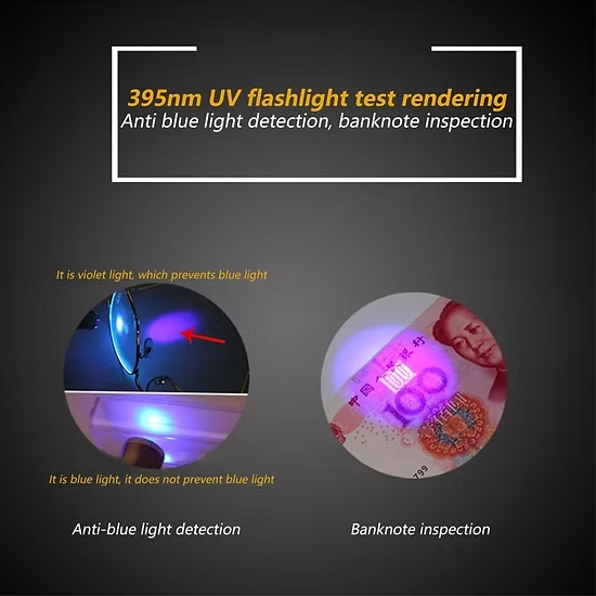 Pen UV light torch 395nm/365nm AAA battery