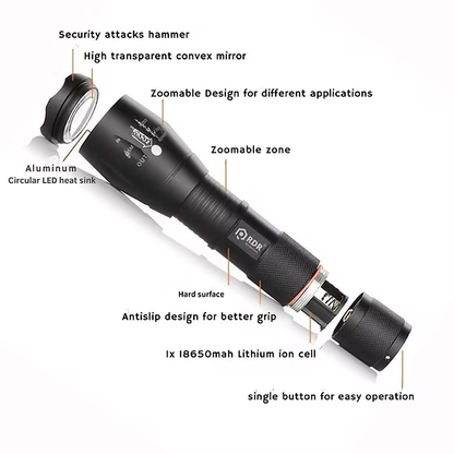 zoomable 3w 395nm UV(Ultraviolet) aluminium Body Flashlight + cell + charger