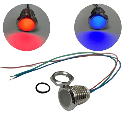 16mm RED & BLUE Dual Led Indicator light ABS Body 12v DC