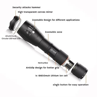 zoomable 3w 365nm UV(Ultraviolet) aluminium Body Flashlight + cell + charger