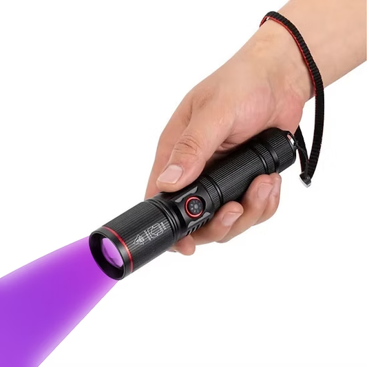 zoomable 10w 395nm UV(Ultraviolet) aluminium Body Flashlight + cell