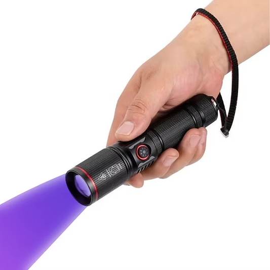 zoomable 10w 365nm UV(Ultraviolet) aluminium Body Flashlight + cell