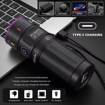 365nm 100W UV Torch with Black Filter for High-Power Inspection
