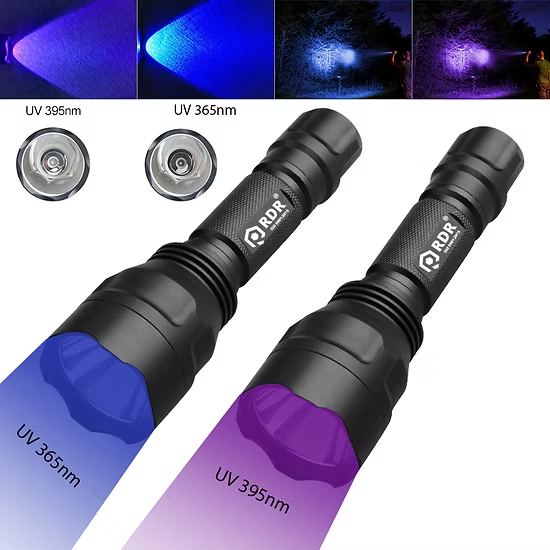 5W Aluminium 365nm UV Flashlight +18650 1200mAh Li-ion cell + charger