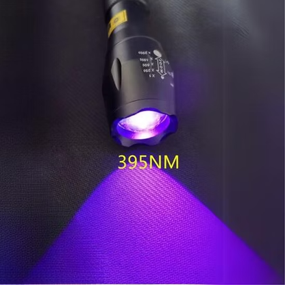 zoomable 3w 395nm UV(Ultraviolet) aluminium Body Flashlight + cell + charger