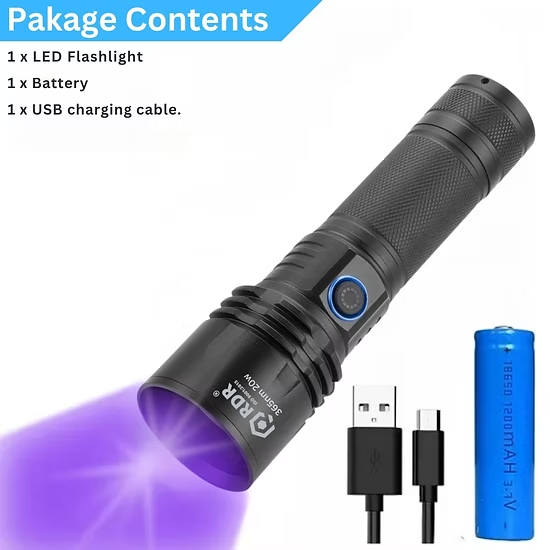 20w 365nm UV(Ultraviolet) aluminium Body Flashlight + cell