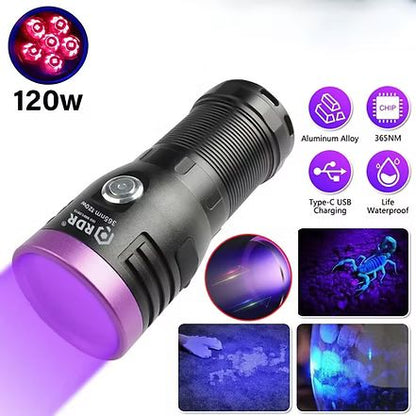 120W 365nm Black Filter UV Torch for Currency, Document & Security Fluorescence