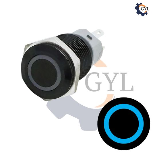 16mm Size BLUE Led Metal Latching Type Push Button Switch 5v-24v DC