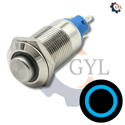 12mm Size BLUE Led Stainless Steel Latching Type Push Button Switch 5v-24v DC