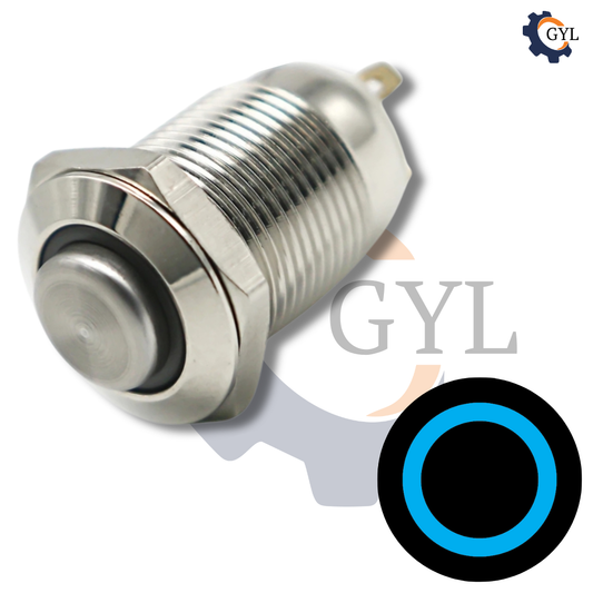 12mm Size BLUE Led Stainless Steel Momentary Type Push Button Switch 5v-24v DC