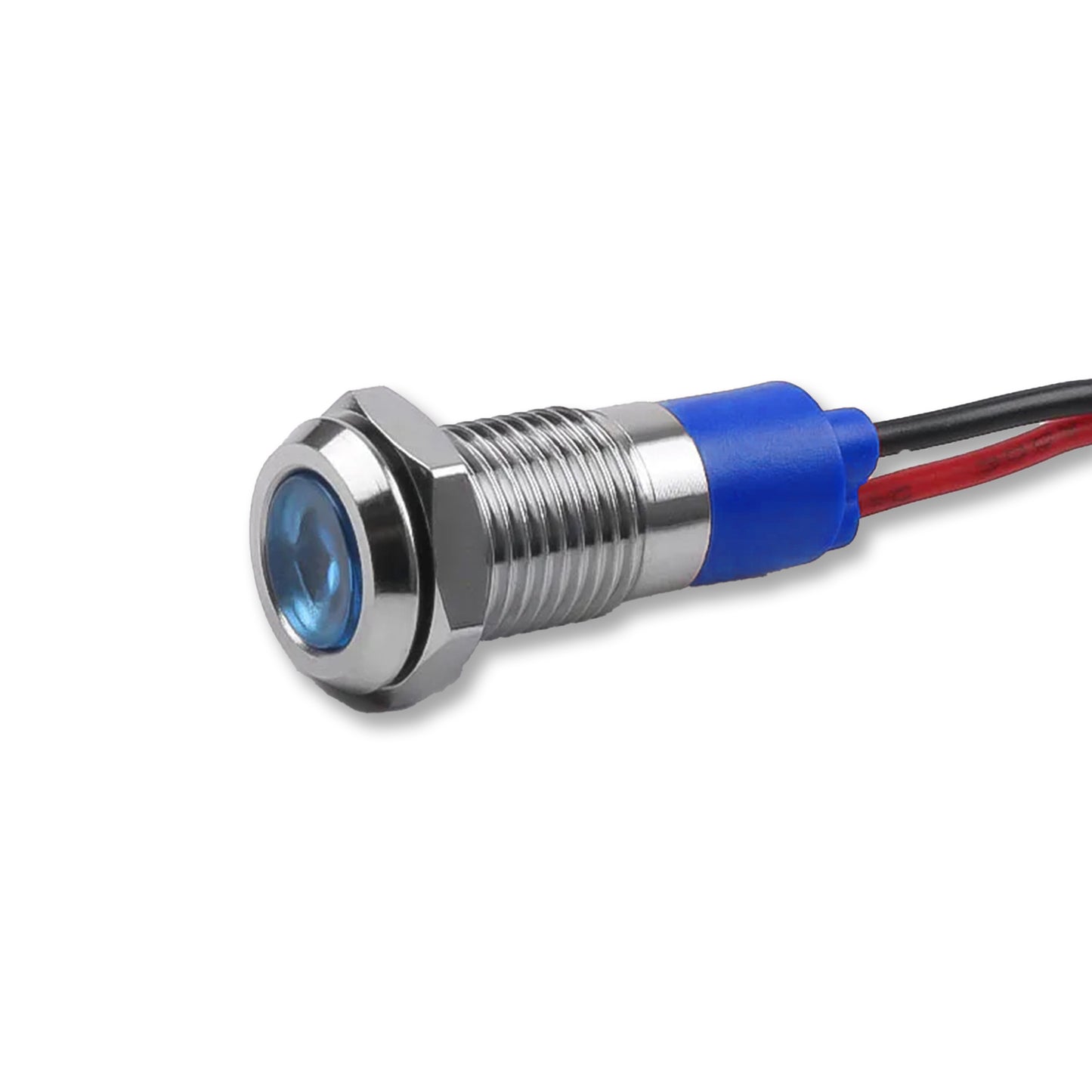 Panel Mount LED Indicator Light 8mm–22mm | Metal Body | 220V AC & 12V/24V DC | IP65 Waterproof Signal Lamp | Red, Green, Blue, White Colors