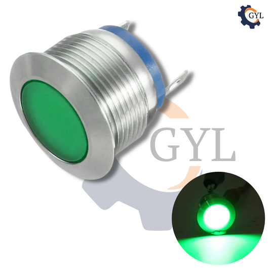 16mm GREEN Led Metal Indicator light waterproof 12v DC