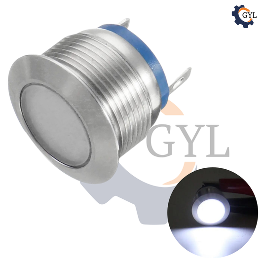 16mm White Led Metal Indicator light waterproof 12v DC