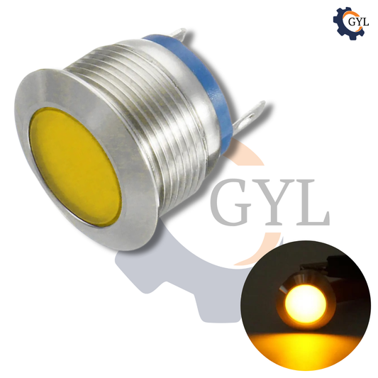 16mm Yellow Led Metal Indicator light waterproof 12v DC