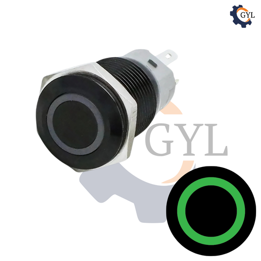 16mm Size GREEN Metal Momentary Type 5V-24V DC Led Push Button