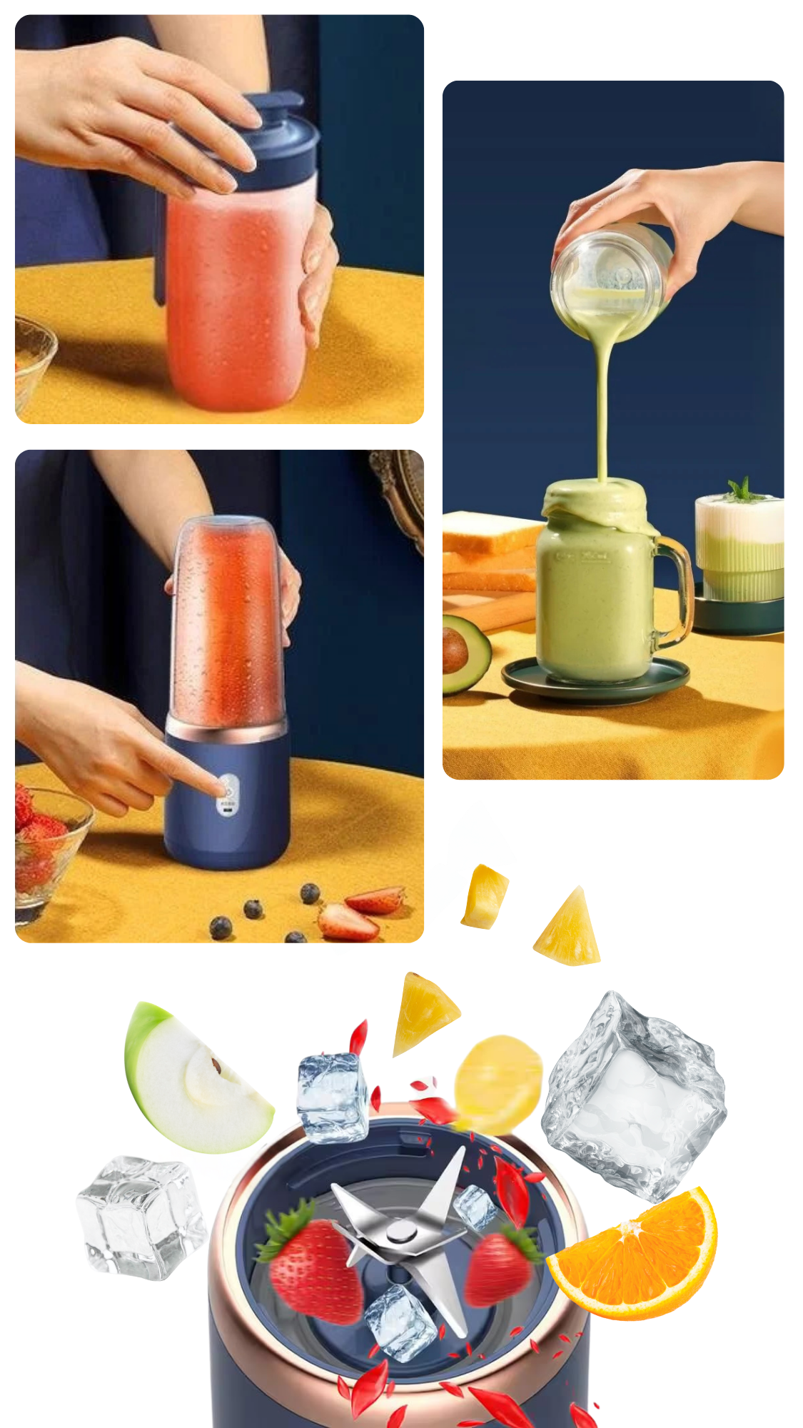 Powerful Small Portable Smoothie Blender 40W 2100RPM 300ml capACity product features