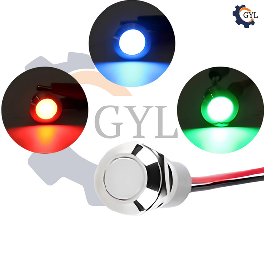 16mm RGB led metal indicator light with 400mm cable 12v DC (5-24v)